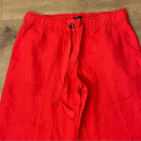 Loft | Linen red tie waist pants/trousers Wide Leg women’s size S high rise - Picture 2 of 7